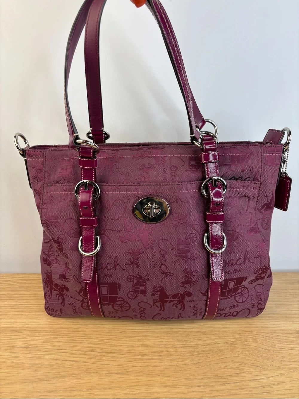 Coach Chelsea Purple Horse & Carriage Convertible Shoulder Bag #F14033